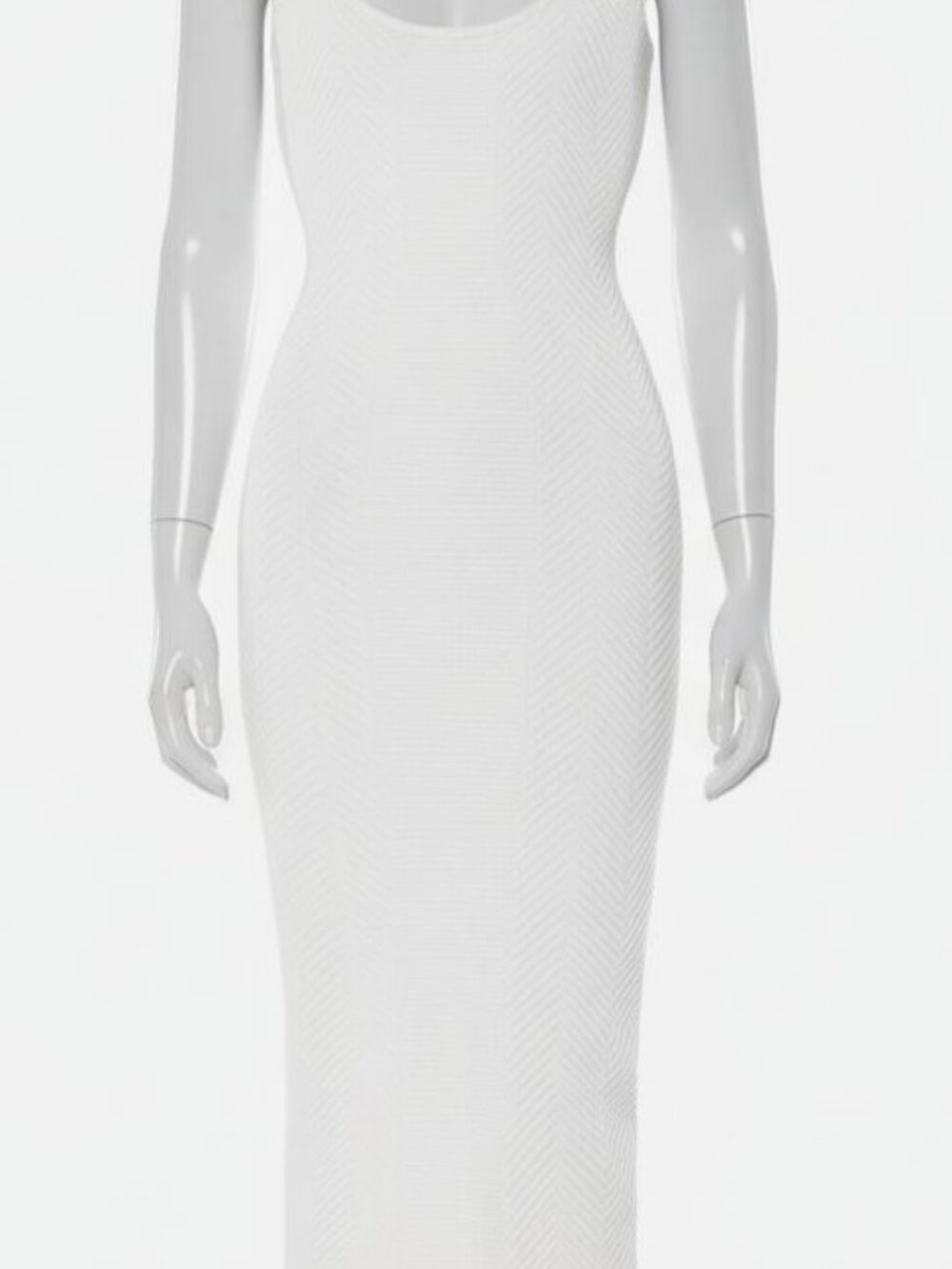 Hervé Léger Women's White Ribbed Bodycon MIDI Dress Size S